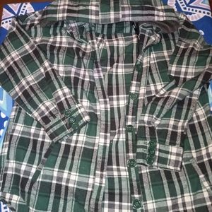 Green hooded flannel